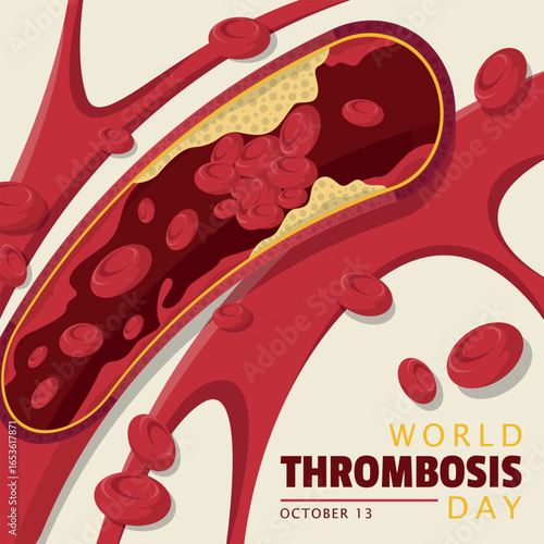World Thrombosis Day Poster. Blood cells that clot