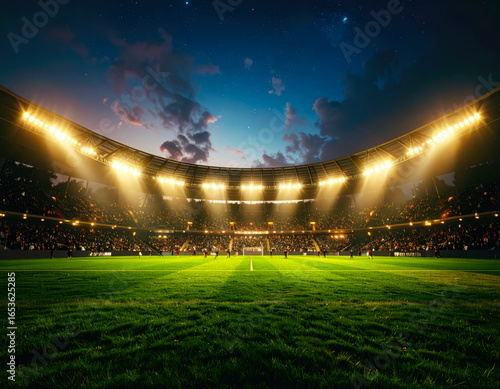 football field stadium at night with highlight design match soccer 