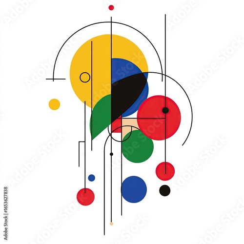 Geometric Abstraction: Circles and Lines Composition