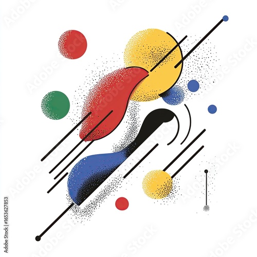 Abstract Geometric Composition: Colorful Shapes and Lines in Modern Design