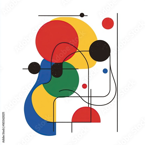 Modern Abstract Art Composition with Geometric Shapes and Lines