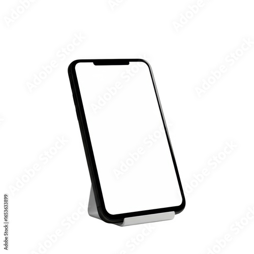 Modern phone on stand isolated on transparent background