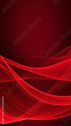 Vibrant red abstract background featuring dynamic swirls and gradients, creating a sense of depth and movement, perfect for artistic or modern designs.
