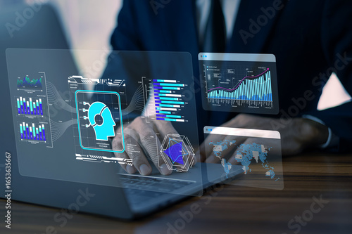 фотографія Businessman use AI technology data analysis for business to enhance customer insights and personalize marketing