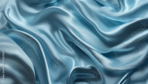 Luminous Waves of Cool Blue Silk Fabric with Elegant, Sculptural Folds