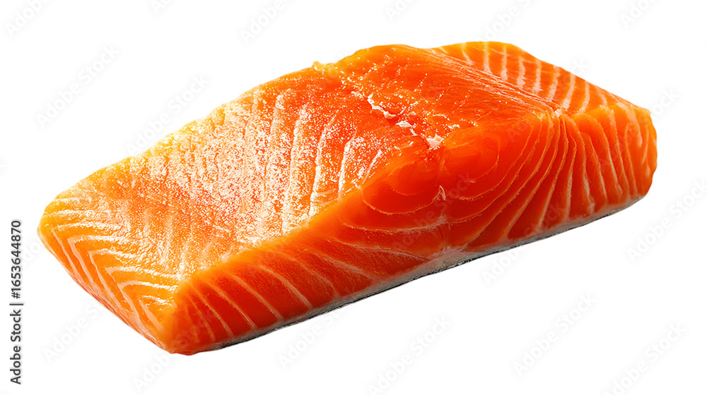 Freshly Cut Salmon Fillet with Natural Lines Isolated on White Freshly Cut Salmon Fillet with Natural Lines Isolated on White