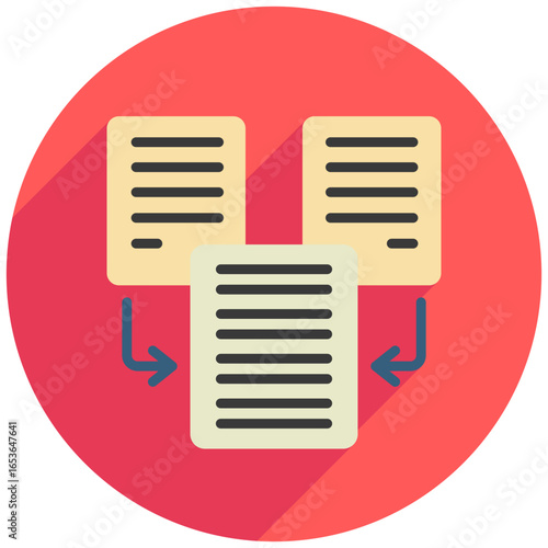 Merge Task Rounded Color Icon Mini Illustration Icon. Use For Modern Concept, Print, Ui, Ux Kit, Web And App Development. Vector Related To Office, Education, Examination And More