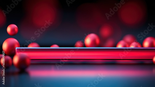dramatic, moody, red spheres, mirrored surface, dramatic lighting, cinematic, digital art
