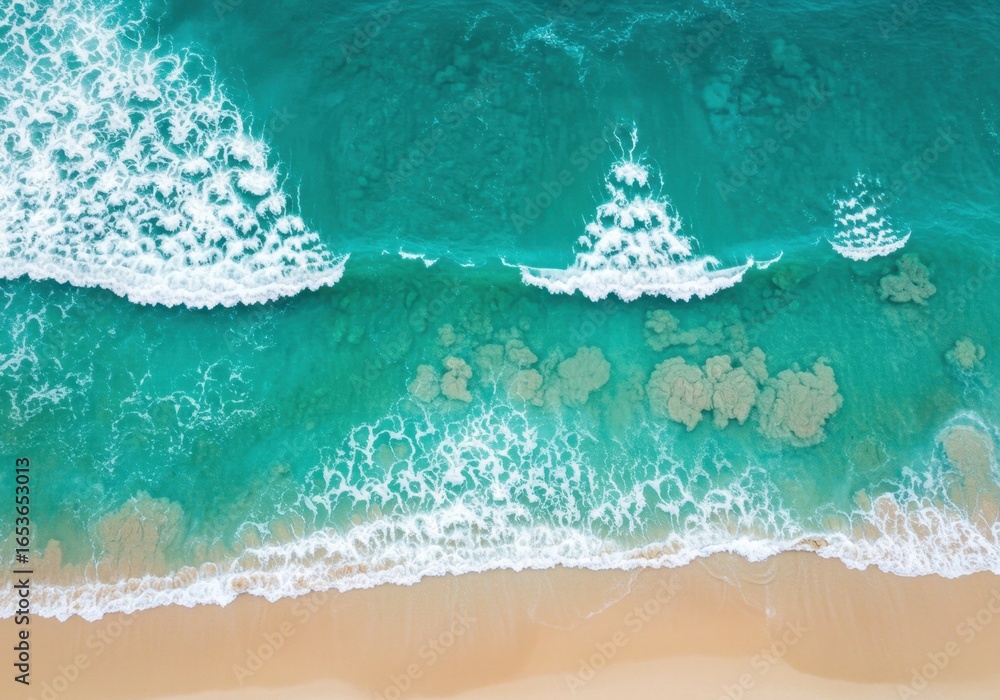 Fototapeta premium Aerial Ocean Waves on Beach