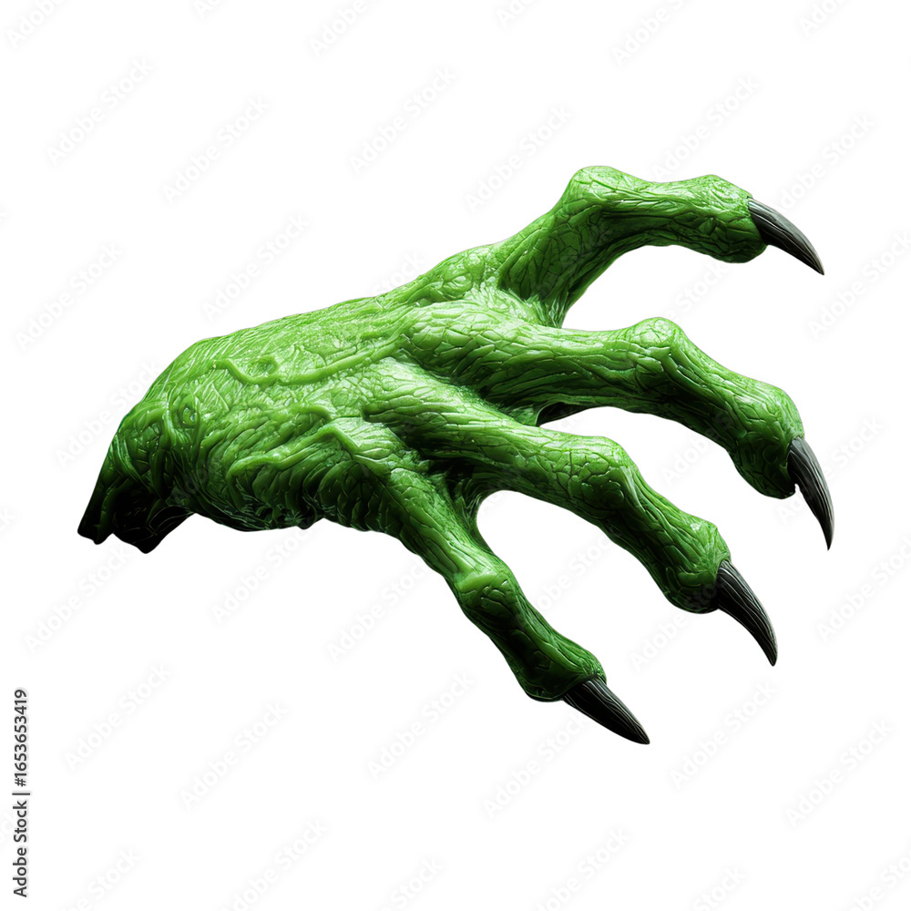 Fototapeta premium Glowing green monster claw with sharp black nails