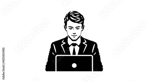 Businessman focused on work using laptop at his desk