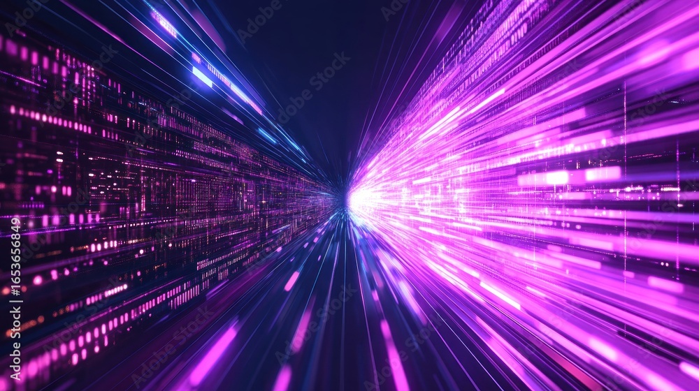 Fototapeta premium cinematic, hyperkinetic, abstract, neon lights, motion blur, dynamic composition, vibrant colors, digital art, cyberpunk aesthetic, cosmic, futuristic, kaleidoscopic 