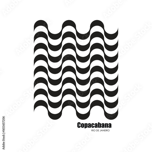 Minimalist abstract wave pattern inspired by the iconic Copacabana beach promenade. Perfect for graphic prints, apparel design, and modern decorative backgrounds.