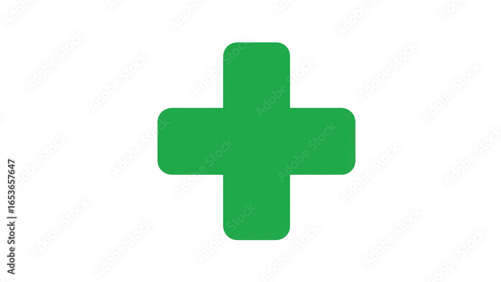 Fototapeta premium Green medical cross for first aid, created with AI, PNG