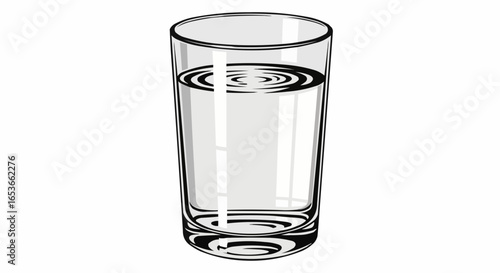 Glass of Water with Ripples Illustration