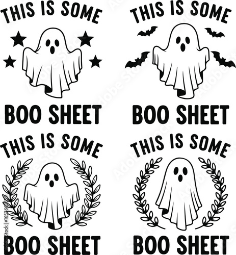 Funny boo sheet ghost halloween quote.
