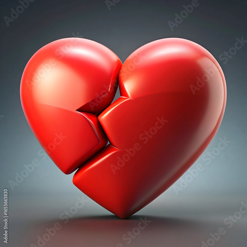 Shiny red broken heart symbol love