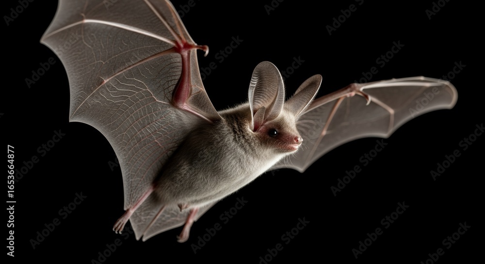 Fototapeta premium Bat in Flight Stunning Wildlife Photography on Black Background