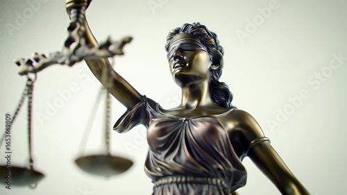 Wallpaper Mural Detailed Bronze Lady Justice Statue Blindfolded Holding Scales Symbolizing Fairness and Law on Neutral Background Torontodigital.ca