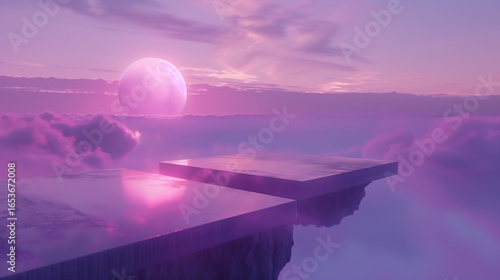 Sweet Pink Minimal Landscape Architecture Illustration