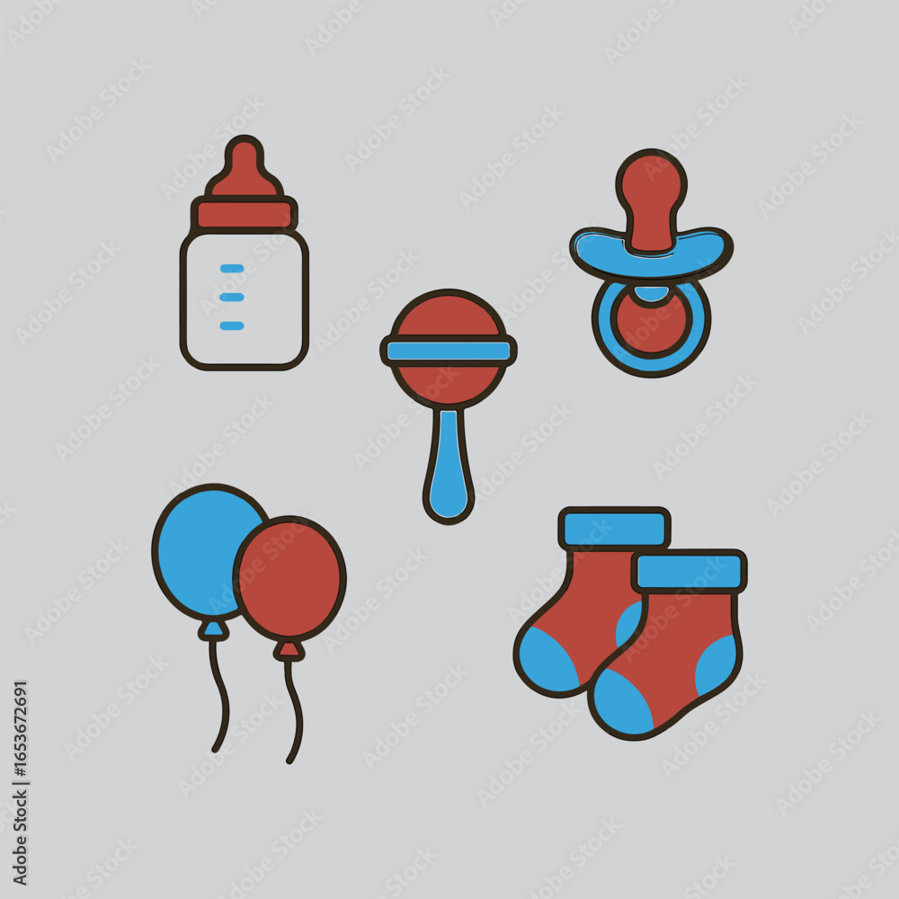 Collection of cute baby items and toys for newborns Collection of cute baby items and toys for newborns