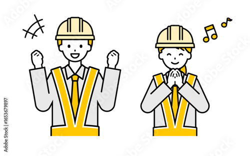 シンプルな交通誘導員の男女_うれしい