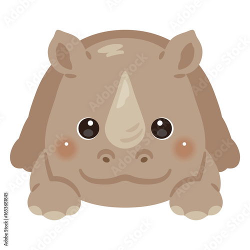 うつ伏せになったサイのイラスト