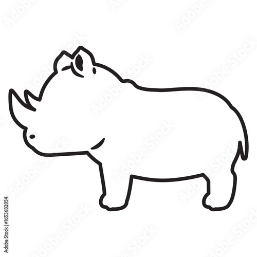 横向きのサイの線画