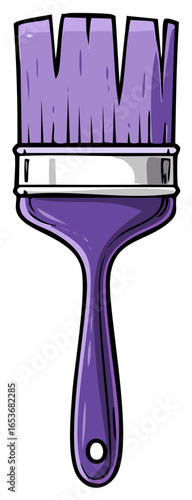 Cartoon style vibrant purple paint brush illustration for artistic projects and creative endeavors