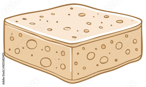 Cartoon Style Vector Illustration of a Chunk of Cheese with Holes, Isolated