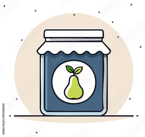 Jar of Pear Jam Illustration Home Canning Kitchen Supplies Sweet Fruit Preserve