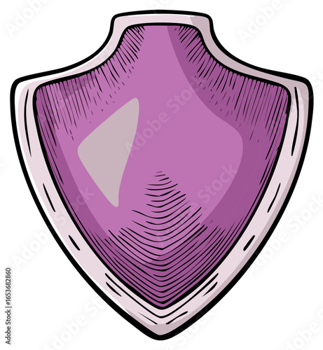 Isolated Cartoon Purple Shield Illustration – Protective Security Emblem Design
