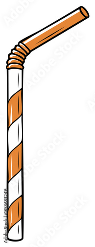 Orange and White Striped Drinking Straw Illustration