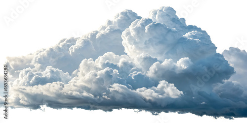 Majestic cumulonimbus cloud formation against white background