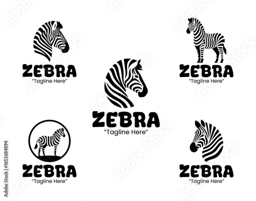 5 Zebra Logo Set Modern Minimalist Animal Brand Design