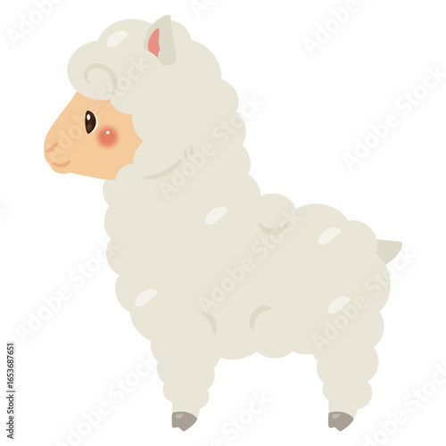 アルパカの横向きイラスト