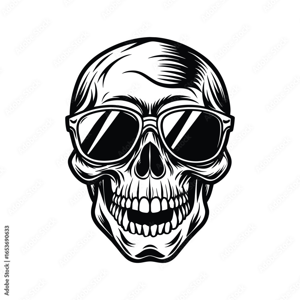 Fototapeta premium Apocalyptic Halloween skull with sunglasses vector illustration