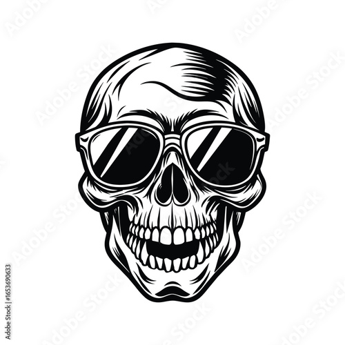 Apocalyptic Halloween skull with sunglasses vector illustration