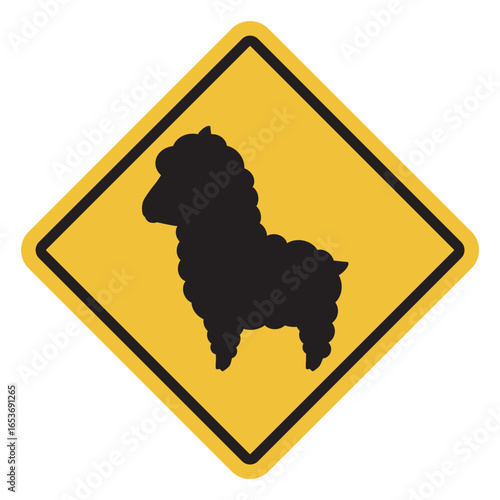 アルパカ注意の標識イラスト