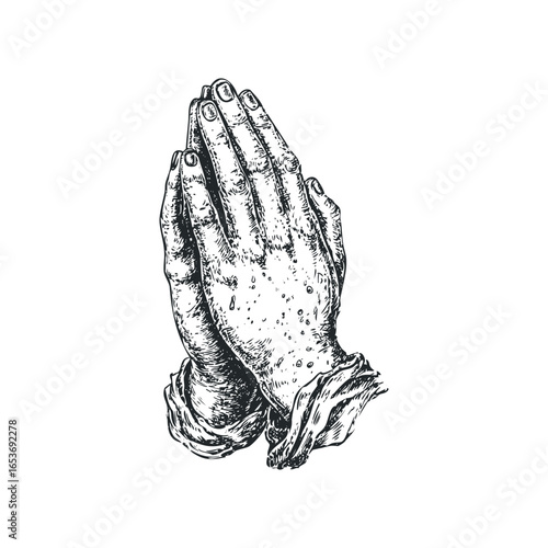 Sketch of Clasped Hands in Prayer or Contemplation