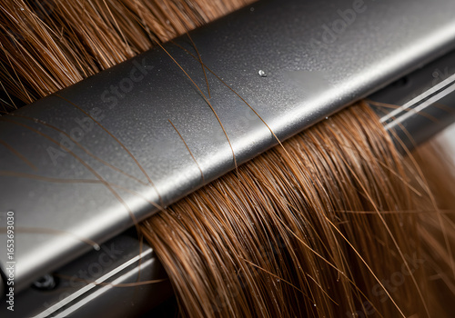 Hair straightener close up image