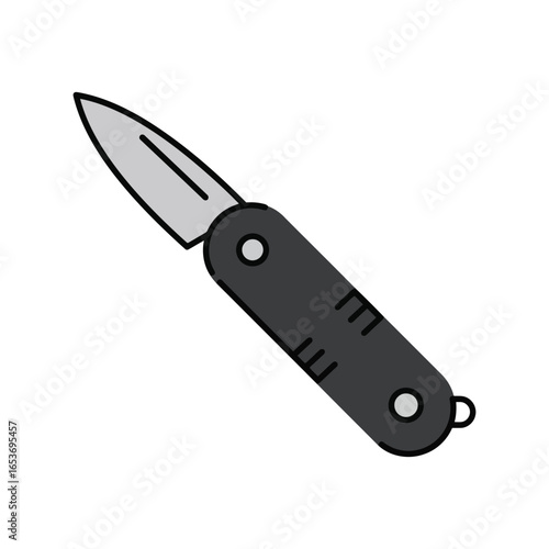 Pocket knife vector illustration folding blade tool camping survival gear icon edc utility knife