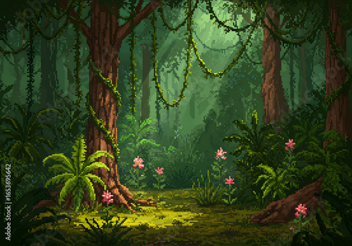 Jungle forest scene illustration