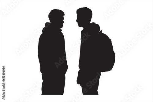 Students Talking Silhouette – Youth, Friends and Education Vector Illustration