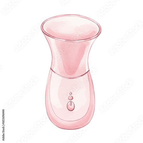 Watercolor Illustration of Pink Facial Steamer Device