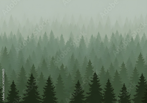 Misty forest illustration background