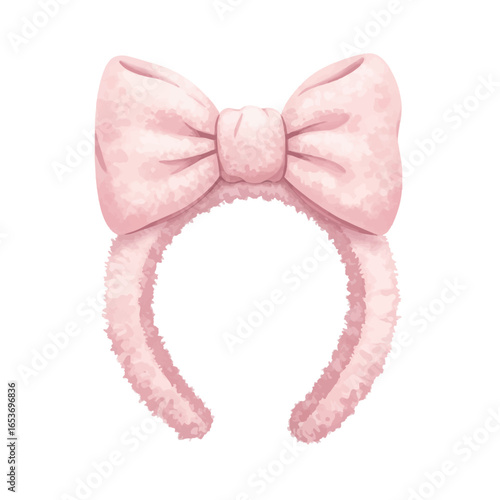 Pink Fuzzy Headband with Bow Illustration