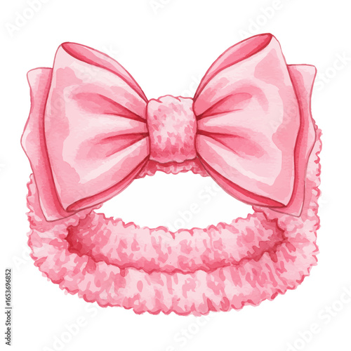 Watercolor Pink Headband with Bow for Beauty and Style