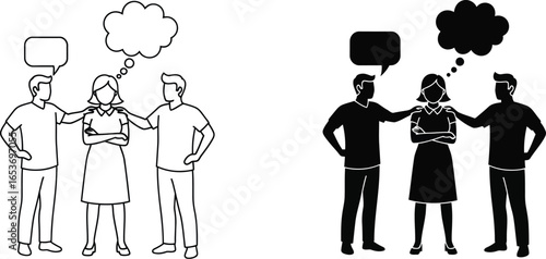 Team support and encouragement for woman in vector illustration
