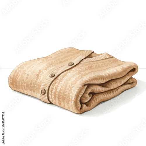 Folded Beige Knitted Cardigan Illustration